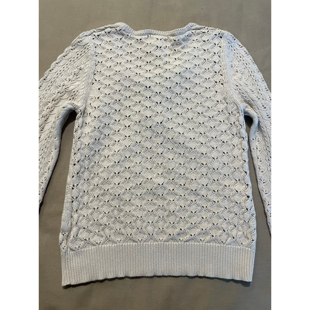 Faded Glory Vintage Y2K Sweater Women's M Cream Lace Up Front Grunge Fairycore - Picture 8 of 9
